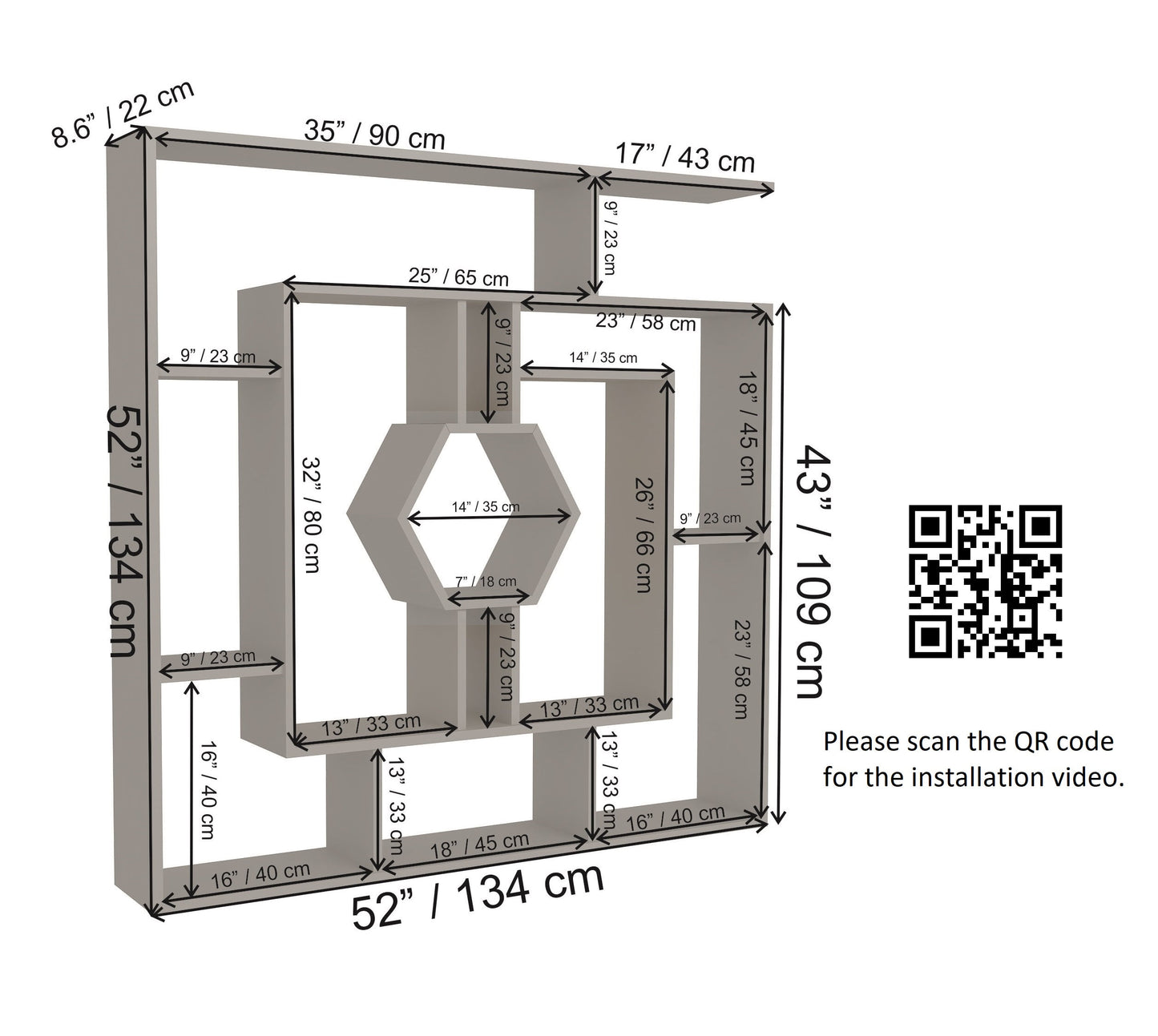 Stylish Labrina Geometric Open Honeycomb Shelves Bookcase, Red
