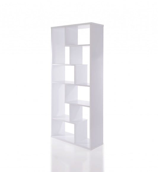 32in X 12in X 71in White Veneer Cube Bookcase