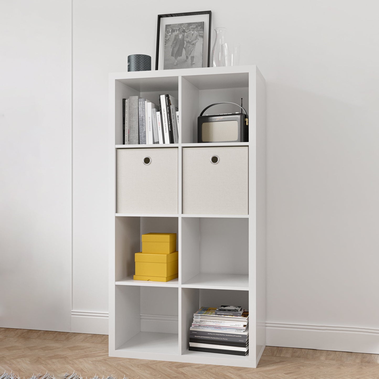 8-Cube Storage Organizer with Opened Back Shelves,2 X 4 Cube Bookcase Bookshelves for Home,Office,White