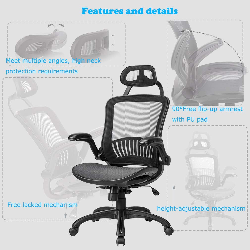BestOffice Ergonomic Office Chair, Lumbar Support, Swivel Rolling for Men, Women(Black)