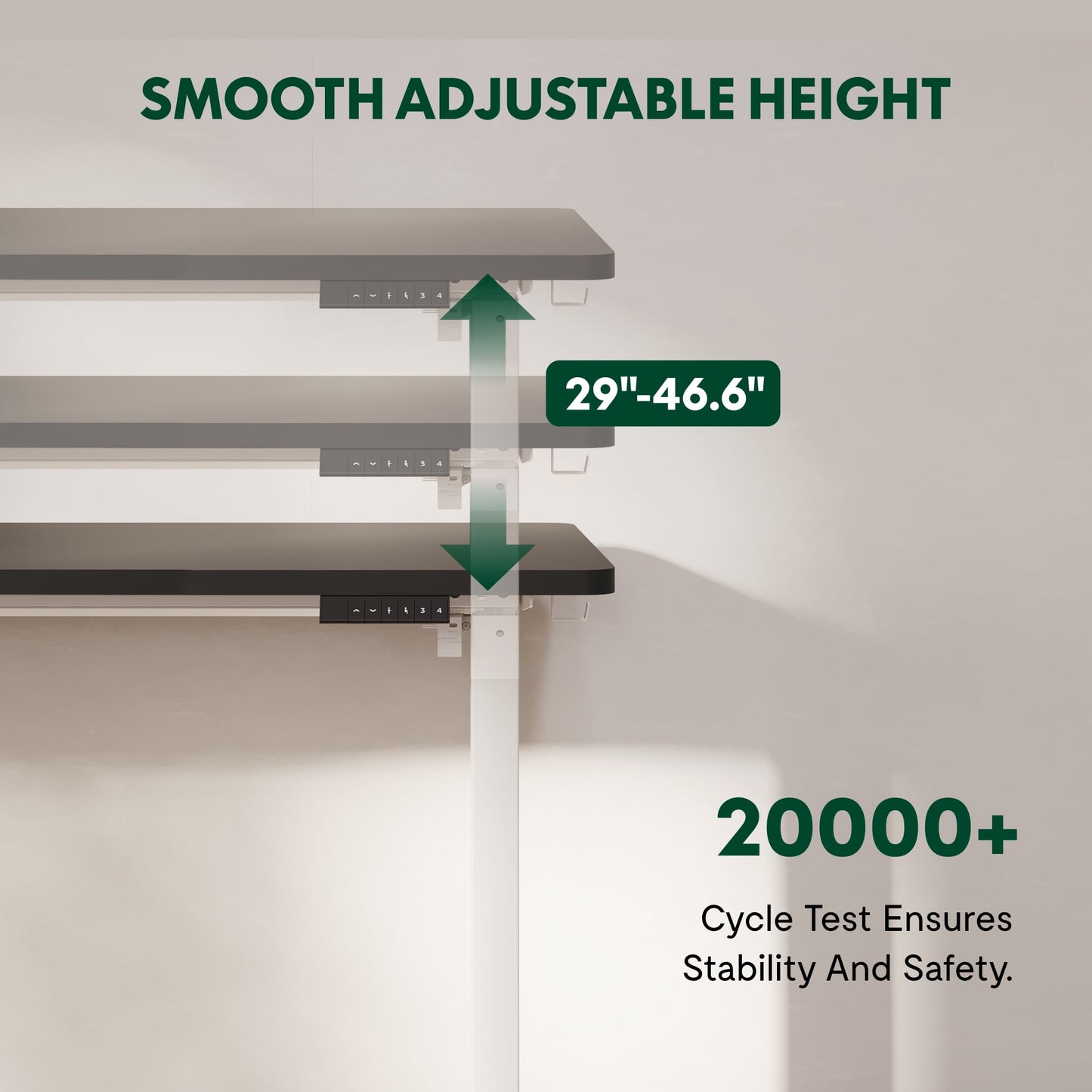 ACTIVESIT 60inx24in Home Office Height Adjustable Standing Desk with Hooks, Ergonomic Electric 2-Stage Stand Up Computer Desk, White and Black