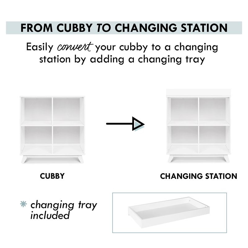 DaVinci Otto Pine Wood Convertible Changing Table/Cubby Bookcase in White