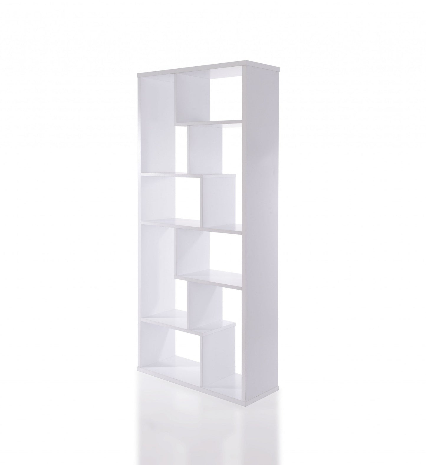 32in X 12in X 71in White Veneer Cube Bookcase