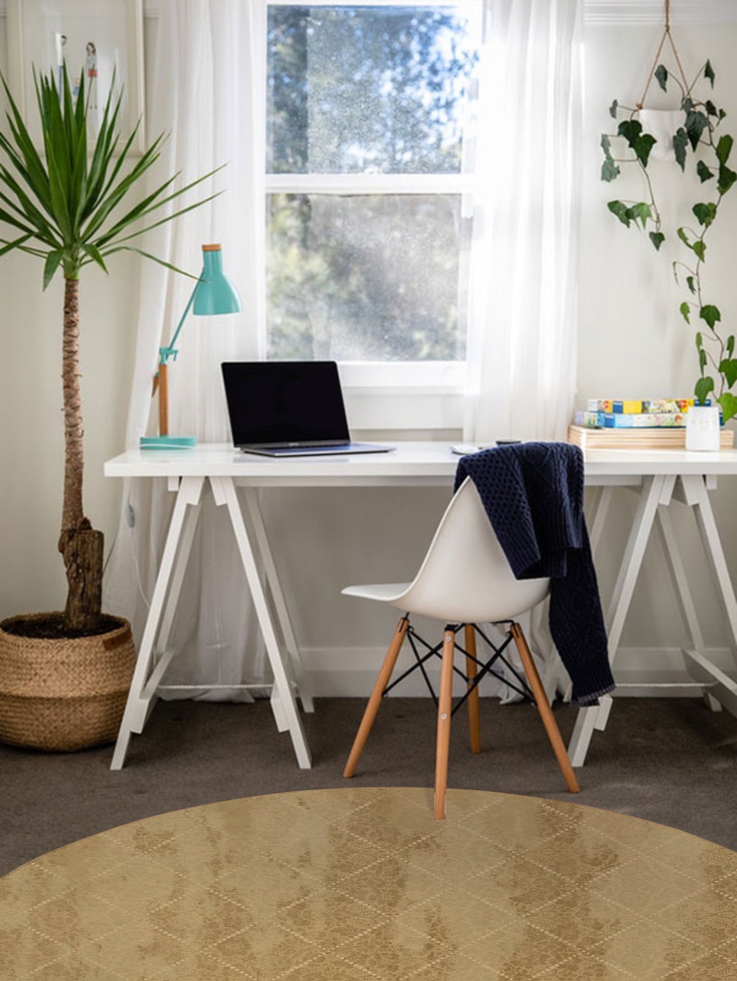 DAMASK FADE OCHRE Office Mat By Kavka Designs