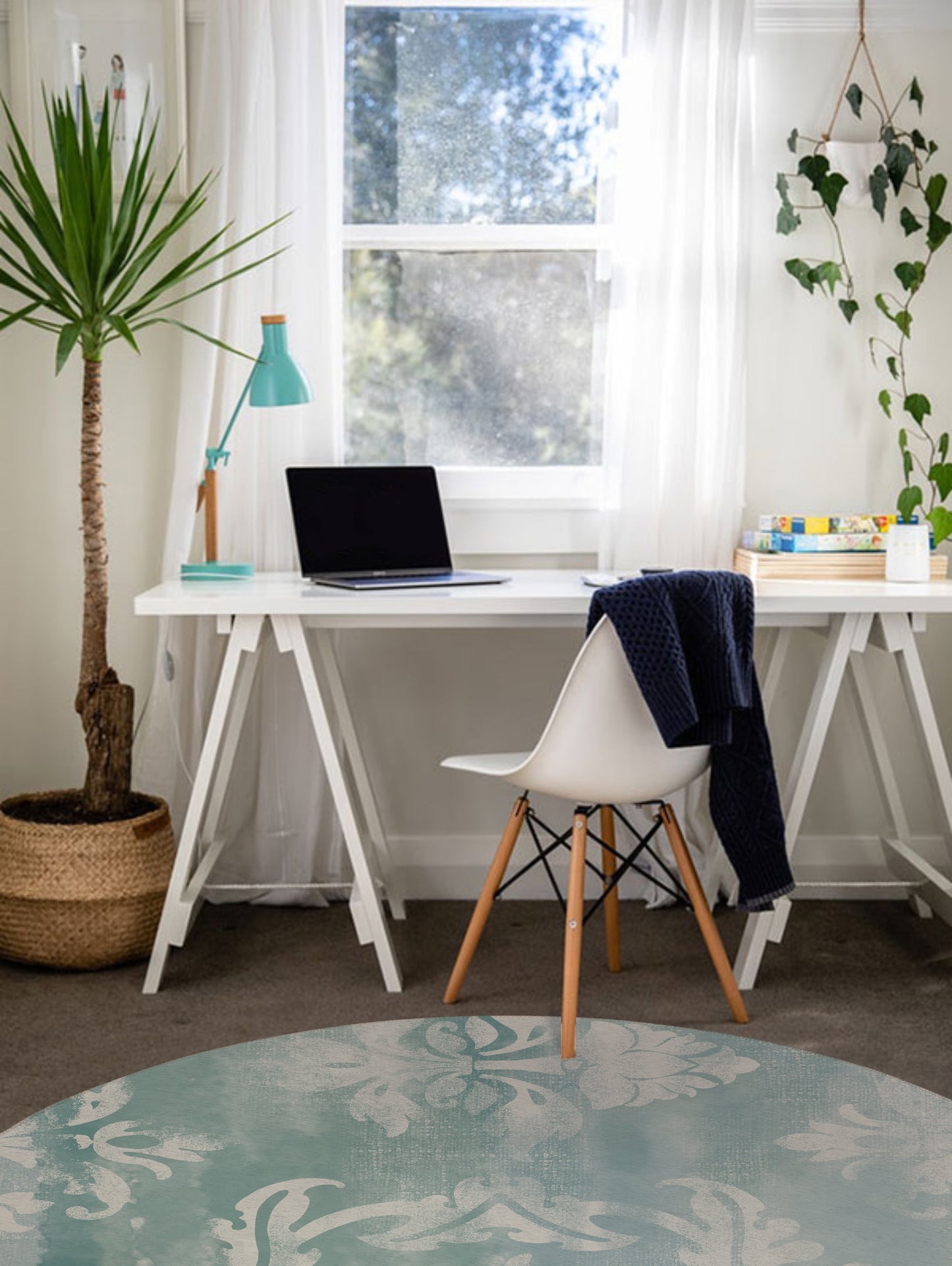 DAMASK WATERCOLOR OCEAN Office Mat By Kavka Designs