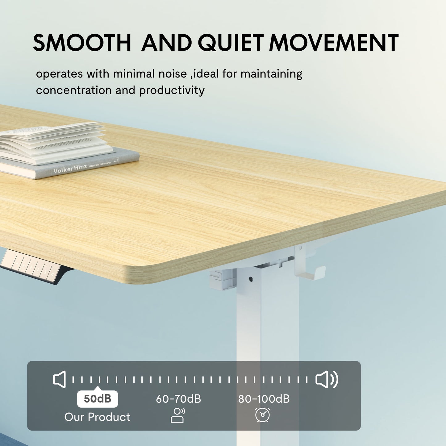 ACTIVESIT 60inx24in Home Office Height Adjustable Standing Desk with Hooks, Ergonomic Electric 2-Stage Stand Up Computer Desk, White and Maple