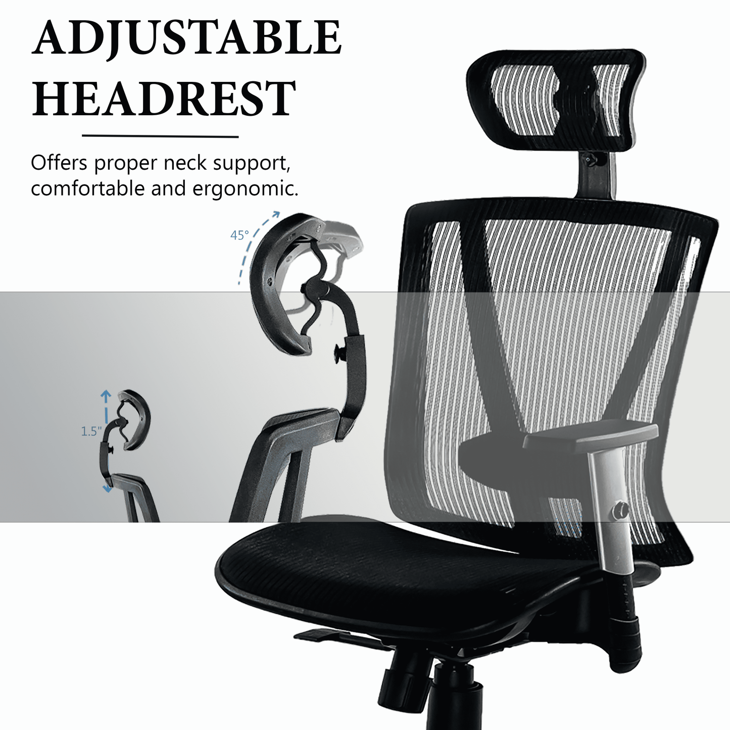Canary Products MSH112BK Fully Meshed Ergo Office Chair with Headrest - Black