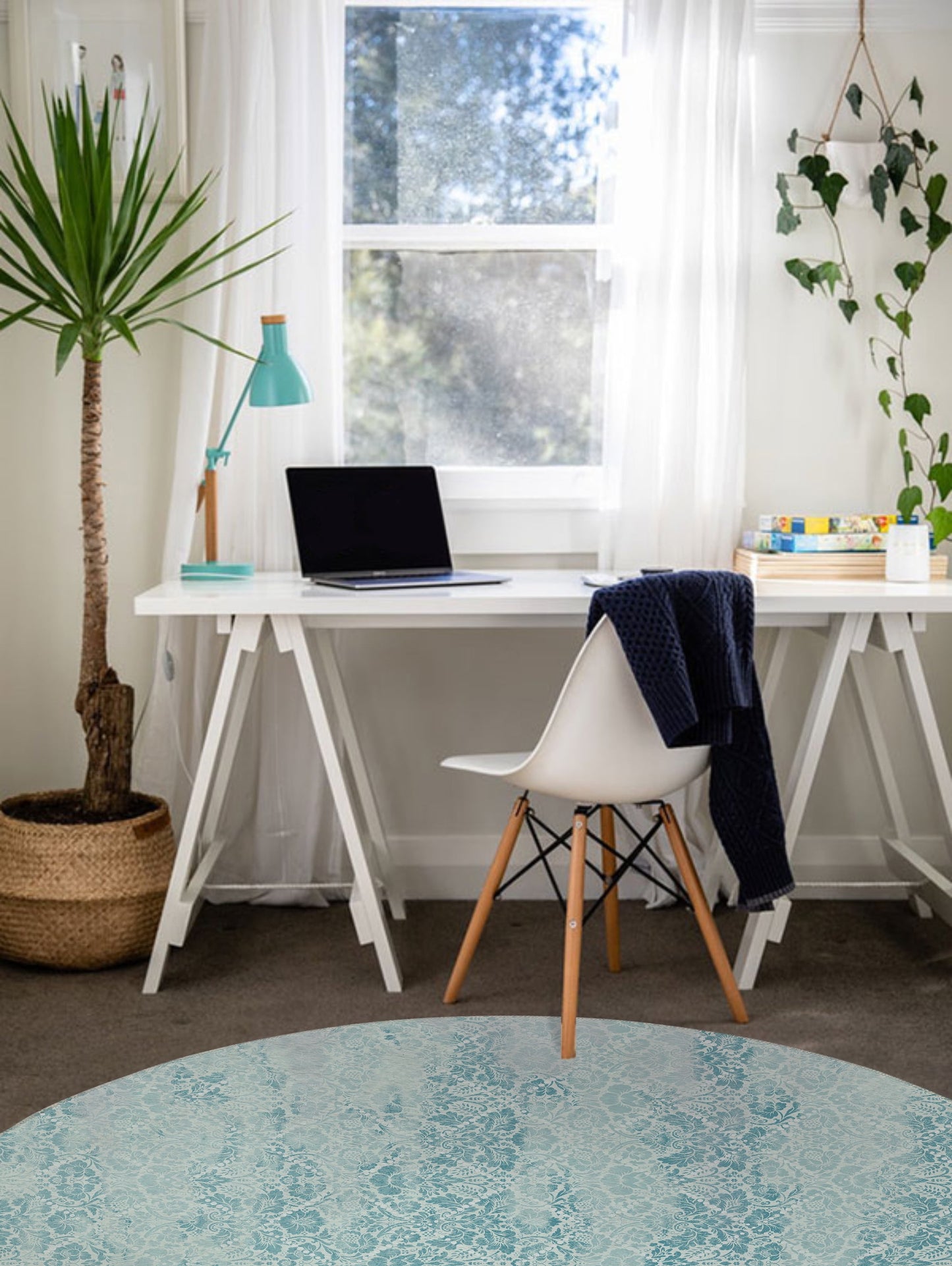 DAMASK FADE TEAL Office Mat By Kavka Designs