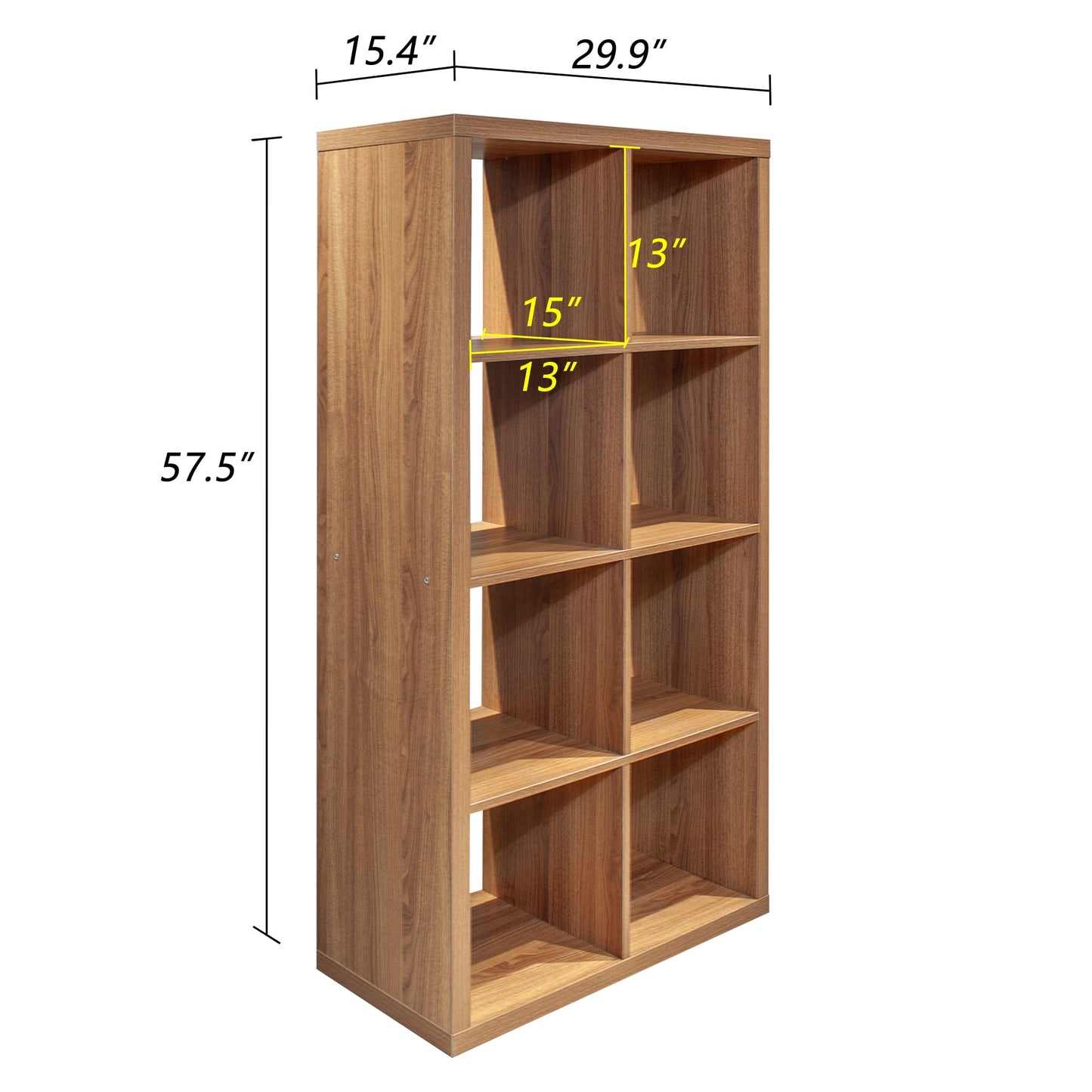 8-Cube Storage Organizer with Opened Back Shelves,2 X 4 Cube Bookcase Bookshelves for Home,Office,Walnut Color