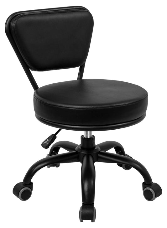 Dayton Garage Rolling Seat (Matt Black) Pneumatic, Short Stool with Adjustable Height 13in-15in, Perfect for Garage Mechanic, Home Gardening, Factory Technician Task, School and Lab