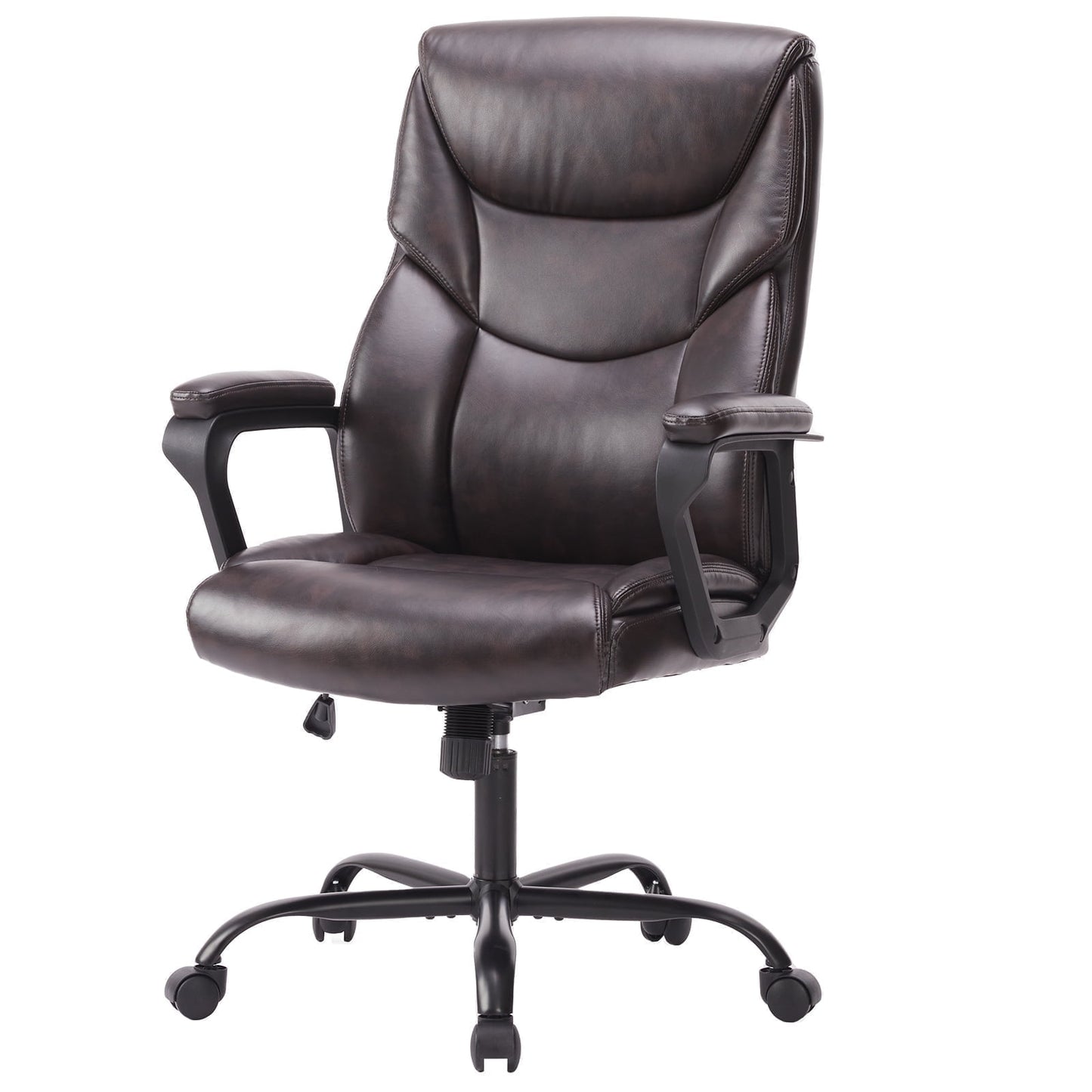 Yangming Leather Home Office Desk Chair, Big and Tall Chair with Ergonomic High Back, 300lbs, Brown