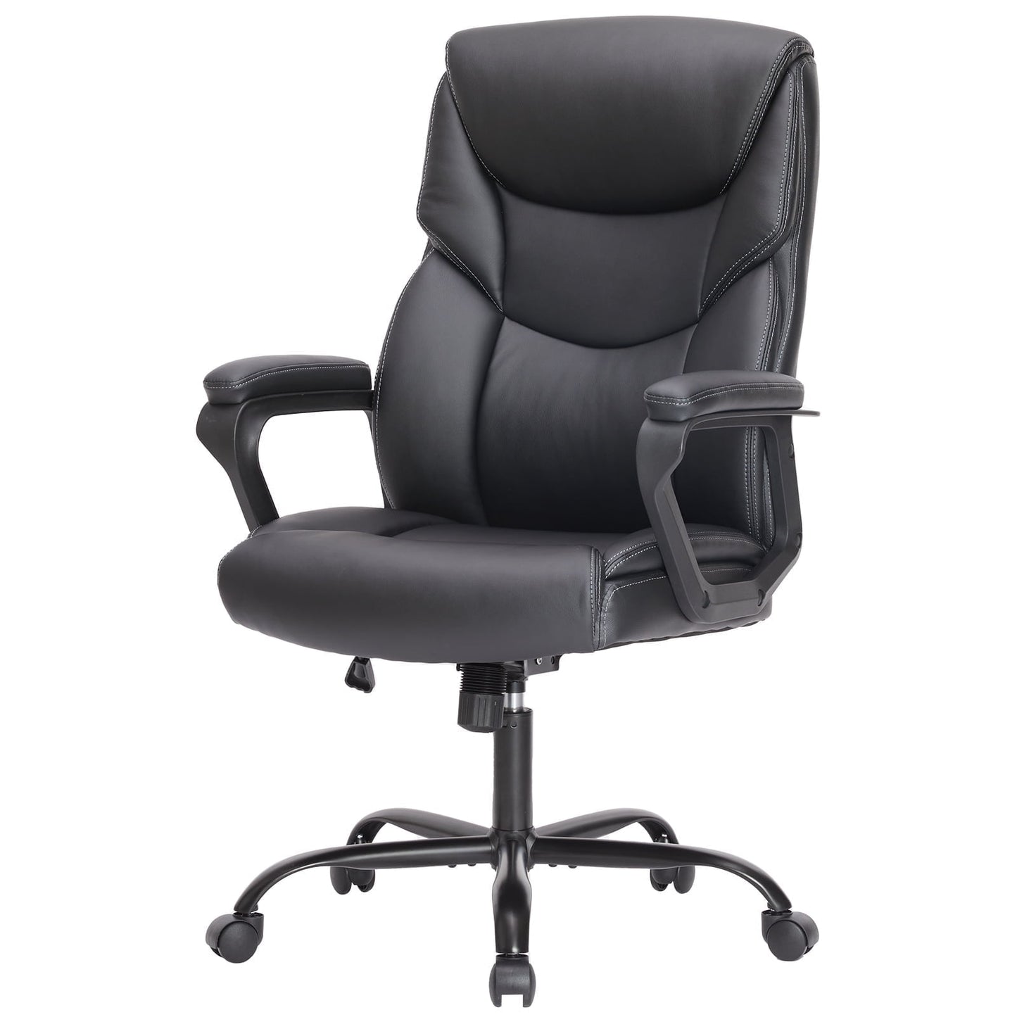Yangming Leather Home Office Desk Chair, Big and Tall Chair with Ergonomic High Back, 300lbs, Black