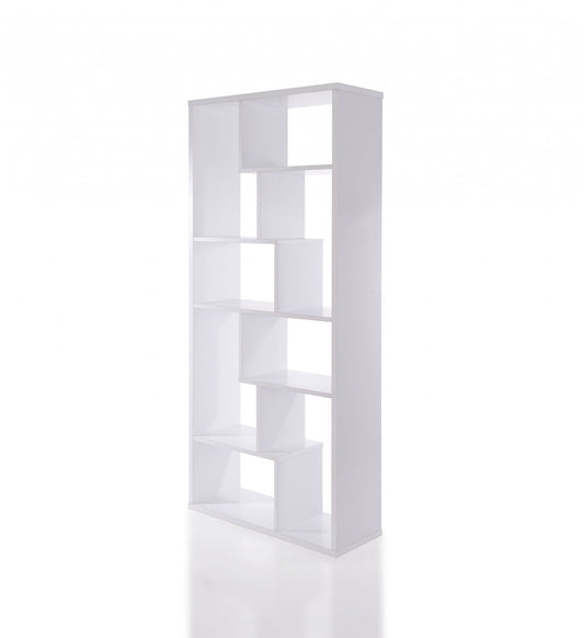32in X 12in X 71in White Veneer Cube Bookcase
