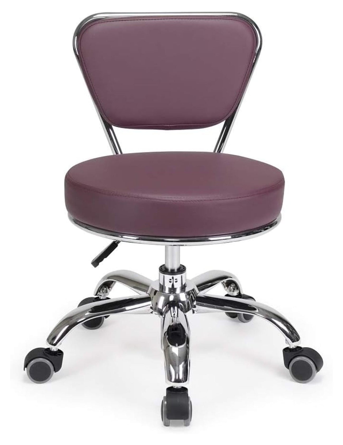 Dayton Garage Rolling Seat (Burgundy) Pneumatic, Short Stool with Adjustable Height 13in-15in, Perfect for Garage Mechanic, Home Gardening, Factory Technician Task