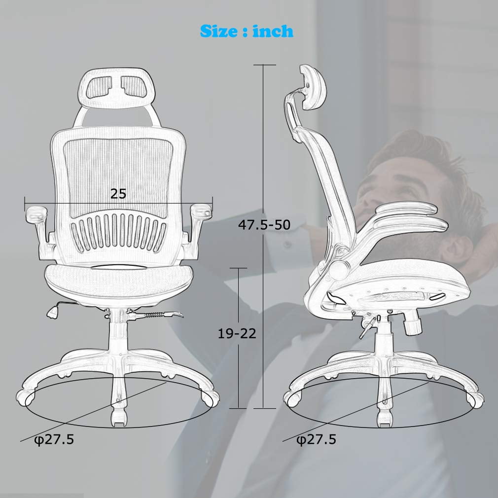 BestOffice Ergonomic Office Chair, Lumbar Support, Swivel Rolling for Men, Women(Black)