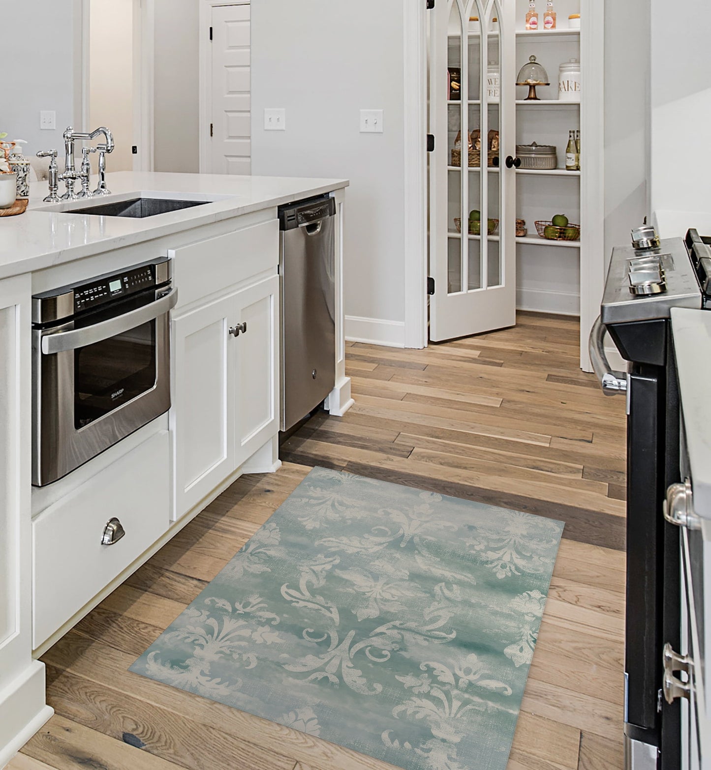 DAMASK WATERCOLOR OCEAN Office Mat By Kavka Designs