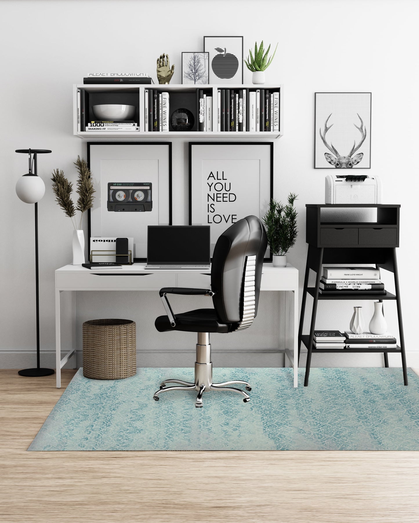 DAMASK FADE TEAL Office Mat By Kavka Designs