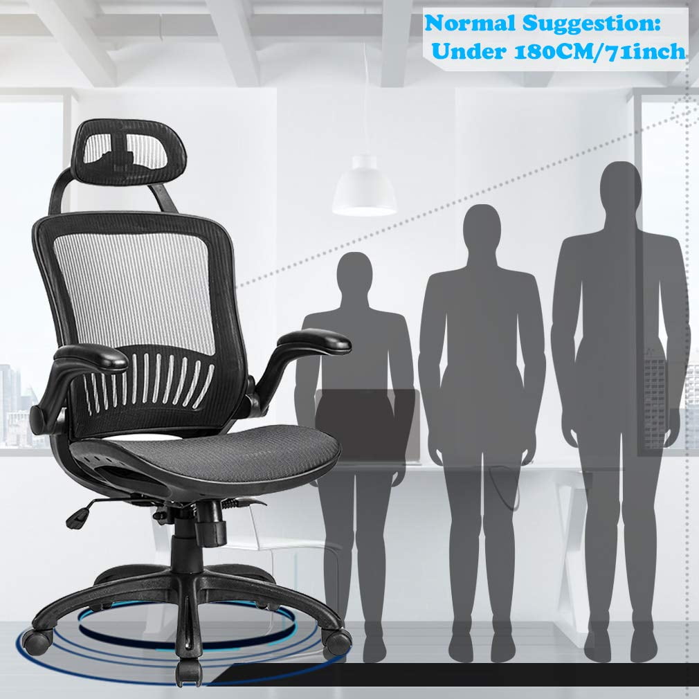 BestOffice Ergonomic Office Chair, Lumbar Support, Swivel Rolling for Men, Women(Black)