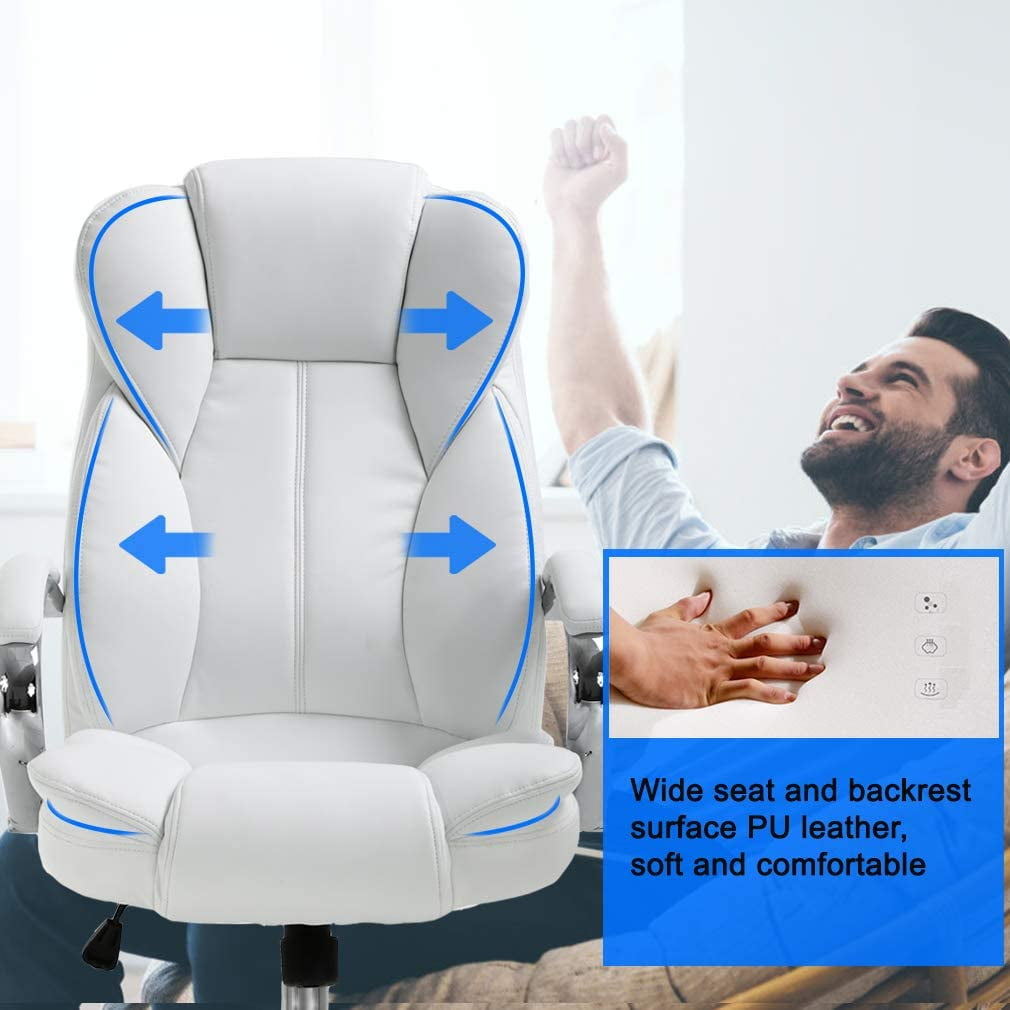 BestOffice Ergonomic Office Chair, Lumbar Support, Swivel Rolling for Men, Women(White)