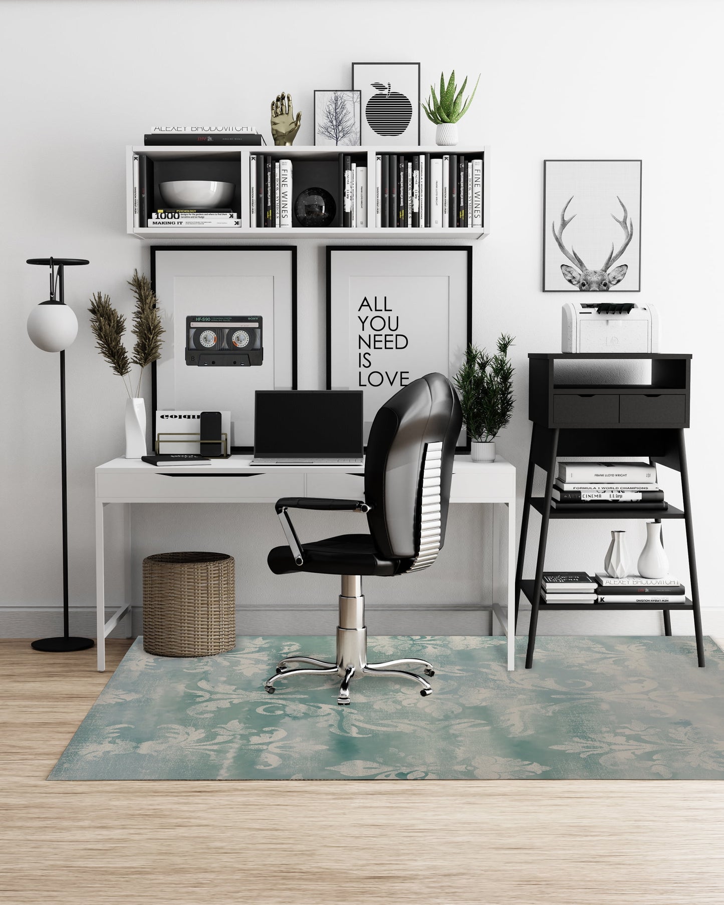 DAMASK WATERCOLOR OCEAN Office Mat By Kavka Designs